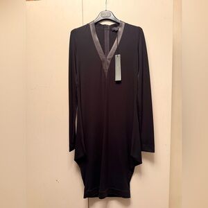 Chic Black V-Neck Long Sleeve Dress